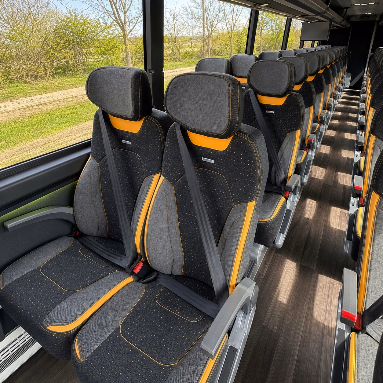 56 passenger charter bus interior